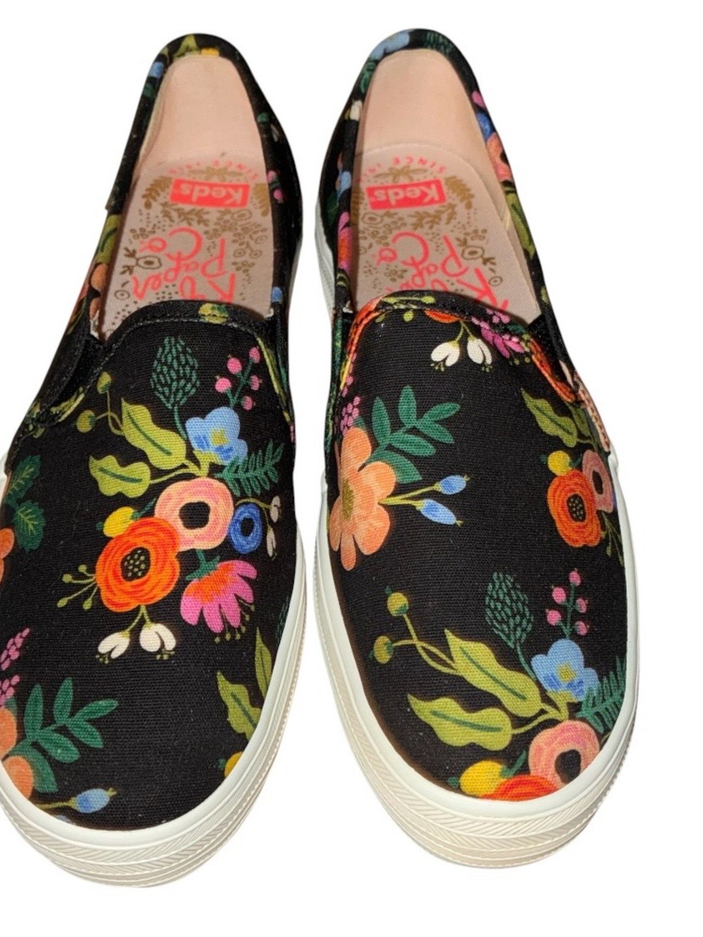 Keds Black Floral Slip-On Sneakers